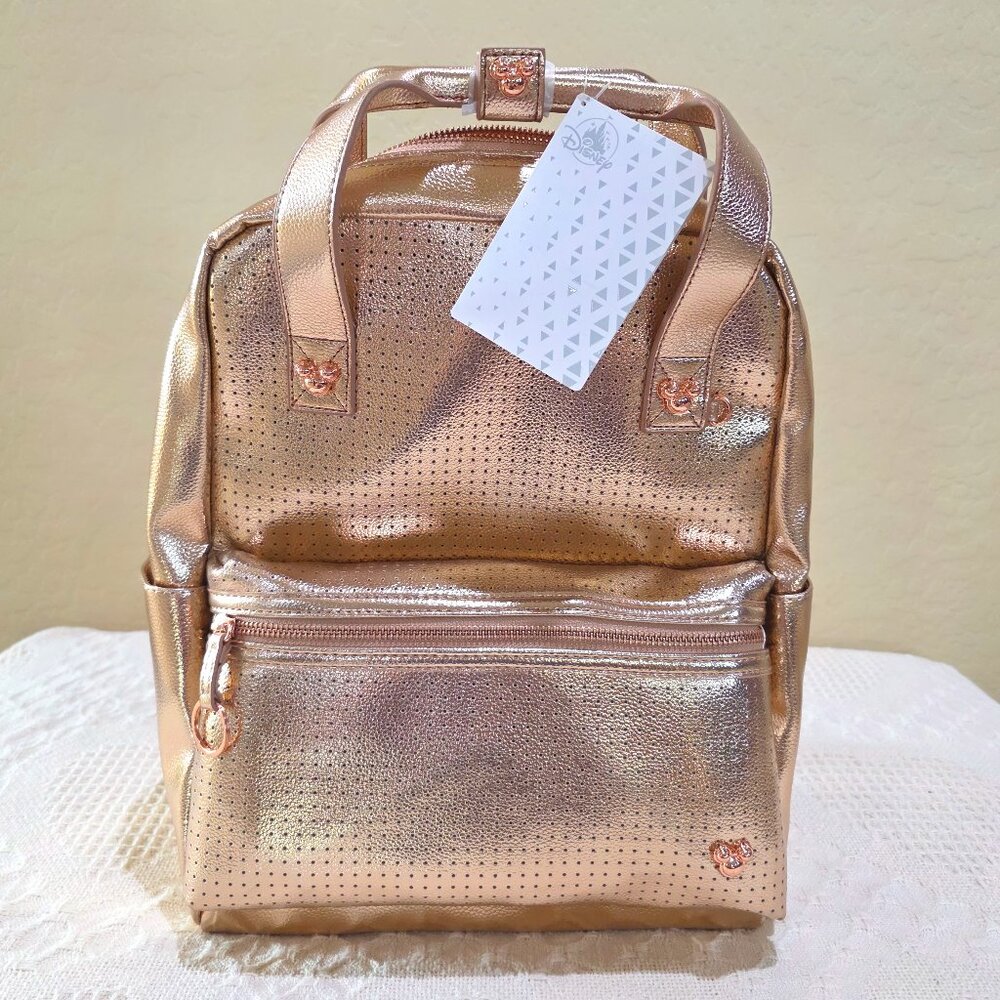 NWT Rose Gold Pink Mickey Icon Flair Disney Backpack Bag Computer Minnie Mouse